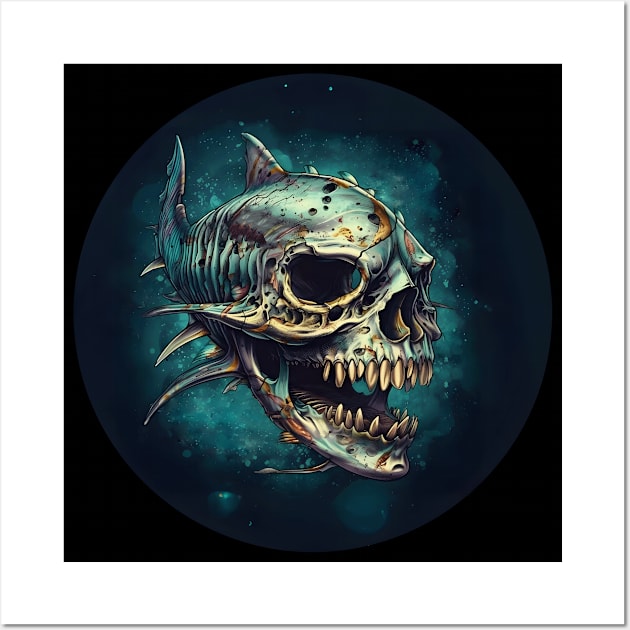 Zombie Shark Wall Art by TooplesArt